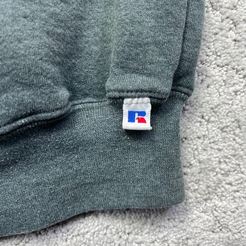 VINTAGE 90s Russell Athletic‎ Sweatshirt XL Grey Faded Blank 1/4 Zip Pullover - Picture 8 of 14